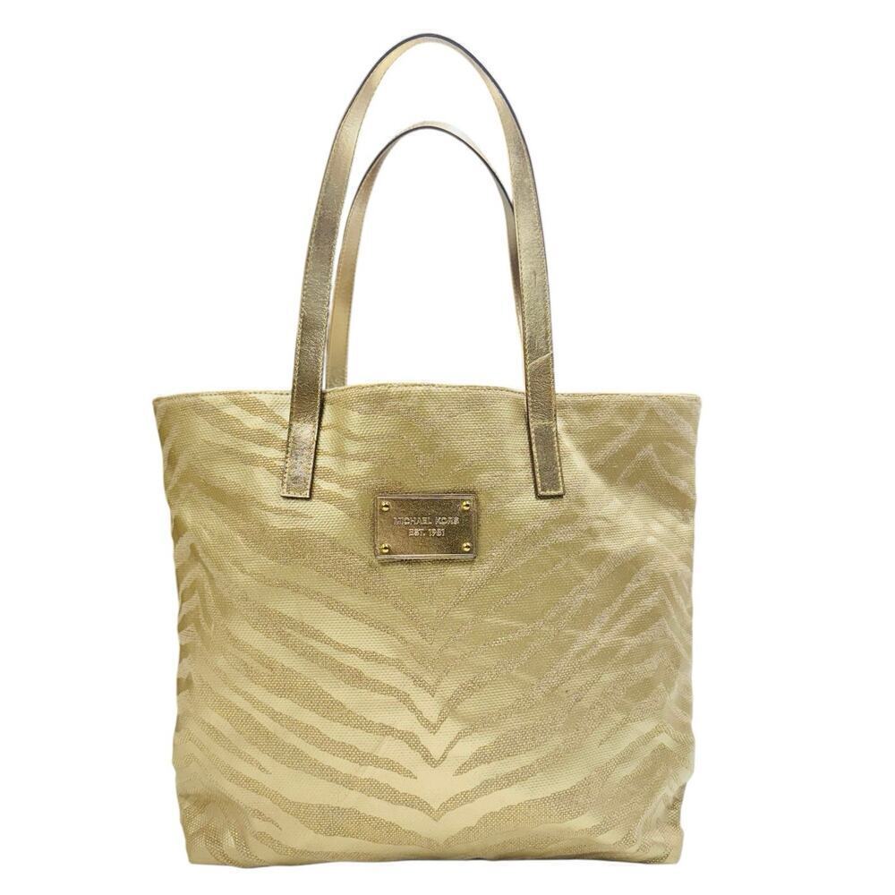 MICHAEL KORS FRAGRANCE CHIC GOLD ANIMAL PRINT CANVAS CARRYALL TOTE BAG